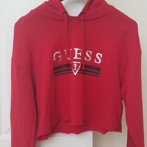 Guess red crop hoodie size M NEW WITH TAG